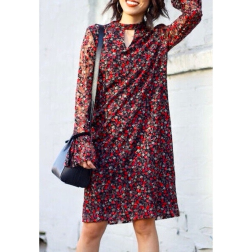 Libby Edelman Floral‎ Bell Sleeve Shift Dress
